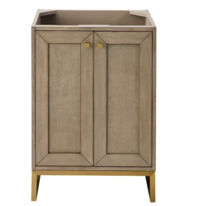 Chianti 24″ Single Vanity Cabinet, Whitewashed Walnut, Radiant Gold