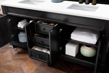 Brookfield 72" Double Vanity, Antique Black w/ 3 CM White Zeus Quartz Top - Image 4
