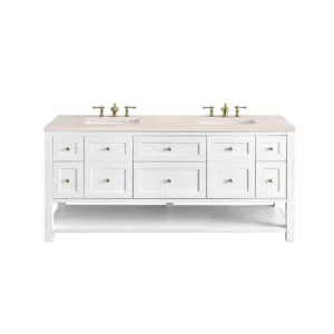 Breckenridge 72″ Double Vanity, Bright White w/ 3 CM Eternal Marfil Top