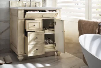 Bristol 30" Single Vanity, Vintage Vanilla w/ 3 CM Eternal Jasmine Pearl Top - Image 4