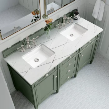 Brittany 60" Double Vanity, Smokey Celadon w/ 3 CM Ethereal Noctis Top - Image 5