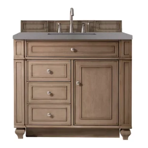 Bristol 36″ Single Vanity, Whitewashed Walnut w/ 3 CM Grey Expo Top
