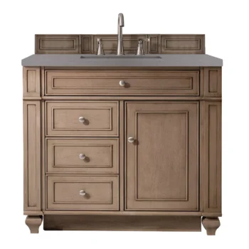 Bristol 36" Single Vanity, Whitewashed Walnut w/ 3 CM Grey Expo Top