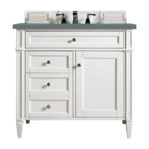 Brittany 36″ Single Vanity, Bright White w/ 3 CM Cala Blue Top