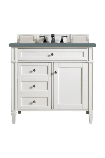 Brittany 36" Single Vanity, Bright White w/ 3 CM Cala Blue Top