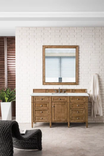 Brittany 60" Single Vanity, Saddle Brown w/ 3 CM Ethereal Noctis Quartz Top - Image 2