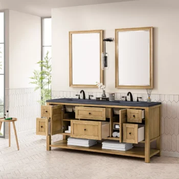 Breckenridge 72" Double Vanity, Light Natural Oak w/ 3 CM Charcoal Soapstone Top - Image 6