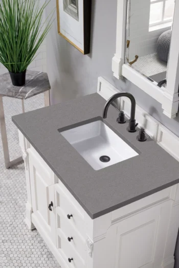 Brookfield 36" Single Vanity, Bright White w/ 3 CM Grey Expo Top - Image 3