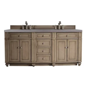 Bristol 72″ Double Vanity, Whitewashed Walnut w/ 3 CM Grey Expo Quartz Top
