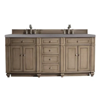 Bristol 72" Double Vanity, Whitewashed Walnut w/ 3 CM Grey Expo Quartz Top