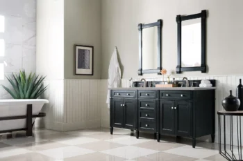 Brittany 72" Double Vanity, Black Onyx w/ 3 CM Eternal Serena Quartz Top - Image 3