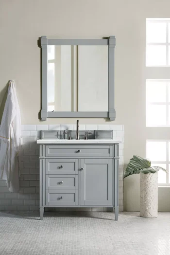 Brittany 36" Single Vanity, Urban Gray w/ 3 CM Ethereal Noctis Quartz Top - Image 2