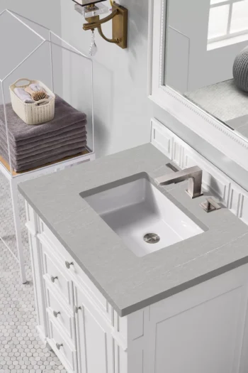 Bristol 30" Single Vanity, Bright White w/ 3 CM Eternal Serena Quartz Top - Image 3