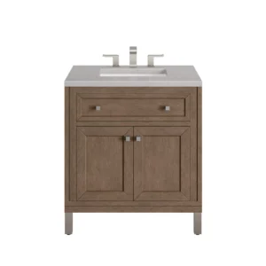 Chicago 30″ Single Vanity, Whitewashed Walnut w/ 3 CM Eternal Serena Quartz Top