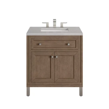 Chicago 30" Single Vanity, Whitewashed Walnut w/ 3 CM Eternal Serena Quartz Top