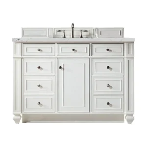 Bristol 48″ Single Vanity, Bright White w/ 3 CM Ethereal Noctis Quartz Top