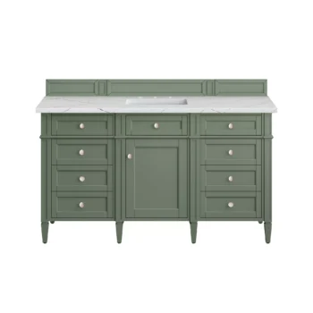 Brittany 60" Single Vanity, Smokey Celadon w/ 3 CM Ethereal Noctis Top - Image 2