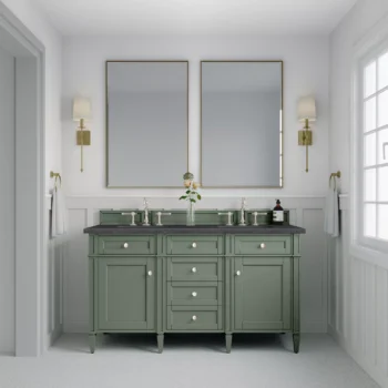 Brittany 60" Double Vanity, Smokey Celadon w/ 3 CM Charcoal Soapstone Top - Image 2