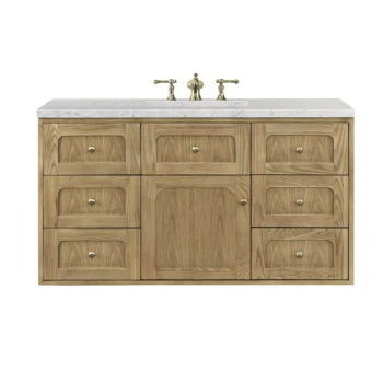 Laurent 48" Single Vanity, Light Natural Oak w/ 3 CM Eternal Jasmine Pearl Top - Image 2