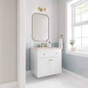 Chicago 30" Single Vanity, Glossy White w/ 3 CM Eternal Marfil Top - Image 3