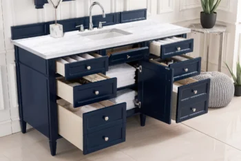 Brittany 60" Single Vanity, Victory Blue w/ 3 CM Arctic Fall Solid Surface Top - Image 4