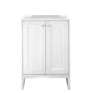 Chianti 24″ Single Vanity Cabinet, Glossy White, Brushed Nickel