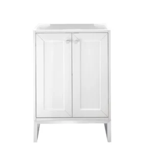 Chianti 24″ Single Vanity Cabinet, Glossy White, Brushed Nickel