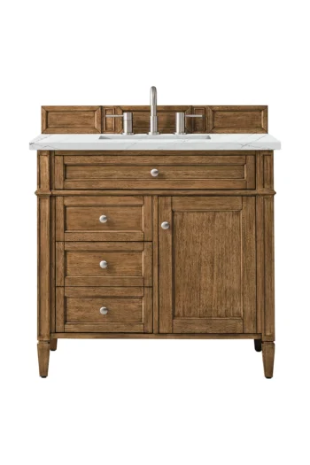 Brittany 36" Single Vanity, Saddle Brown w/ 3 CM Ethereal Noctis Quartz Top