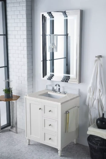Copper Cove Encore 30" Single Vanity, Bright White w/ 3 CM Eternal Serena Quartz Top - Image 3