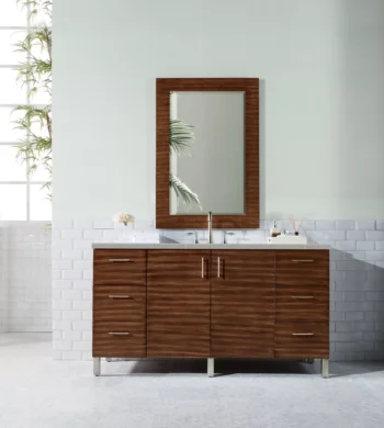 Metropolitan 60" Single Vanity, American Walnut w/ 3 CM Eternal Serena Quartz Top - Image 2