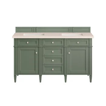 Brittany 60" Double Vanity, Smokey Celadon w/ 3 CM Eternal Marfil Top - Image 2