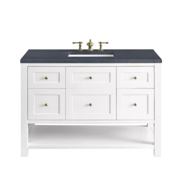 Breckenridge 48" Single Vanity, Bright White w/ 3 CM Charcoal Soapstone Top