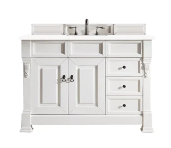 Brookfield 48" Single Vanity, Bright White w/ 3 CM White Zeus Quartz Top