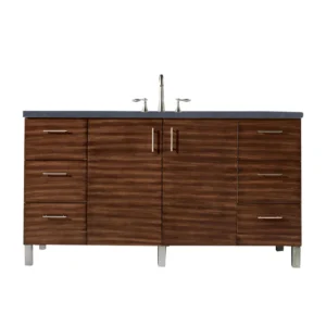 Metropolitan 60″ Single Vanity, American Walnut w/ 3 CM Charcoal Soapstone Quartz Top