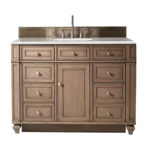 Bristol 48″ Single Vanity, Whitewashed Walnut w/ 3 CM Eternal Serena Quartz Top