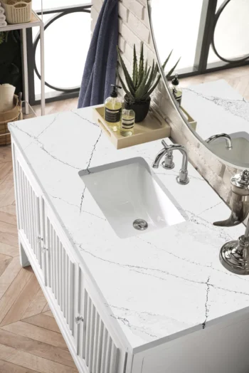 Athens 48" Single Vanity, Glossy White w/ 3 CM Ethereal Noctis Top - Image 3
