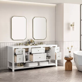 Breckenridge 72" Double Vanity, Bright White w/ 3 CM White Zeus Top - Image 5