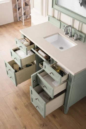 Brittany 48" Single Vanity, Sage Green w/ 3 CM Eternal Marfil Quartz Top - Image 4