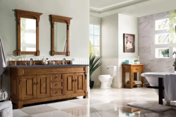 Brookfield 72" Double Vanity, Country Oak w/ 3 CM Charcoal Soapstone Quartz Top - Image 3