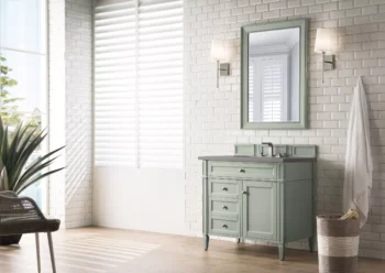 Brittany 36" Single Vanity, Sage Green w/ 3 CM Grey Expo Top - Image 3
