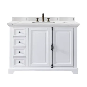 Providence 48″ Single Vanity, Bright White w/ 3 CM Ethereal Noctis Top