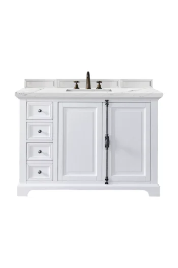Providence 48" Single Vanity, Bright White w/ 3 CM Ethereal Noctis Top