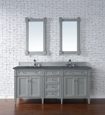 Brittany 72" Double Vanity, Urban Gray w/ 3 CM Charcoal Soapstone Quartz Top - Image 2