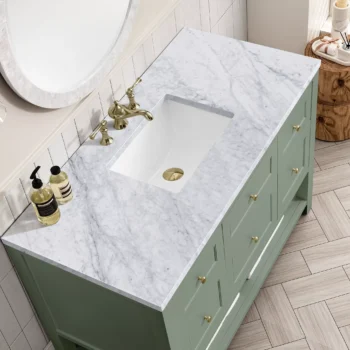 Breckenridge 48" Single Vanity, Smokey Celadon w/ 3 CM Carrara Marble Top - Image 5