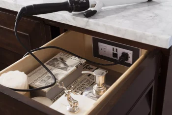 Portland 48" Single Vanity, Burnished Mahogany w/ 3 CM Carrara Marble Top - Image 6
