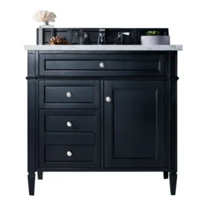 Brittany 36″ Single Vanity, Black Onyx w/ 3 CM Arctic Fall Solid Surface Top