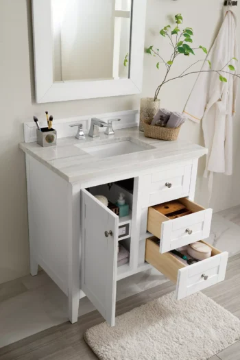 Palisades 36" Single Vanity, Bright White w/ 3 CM Arctic Fall Solid Surface Top - Image 4