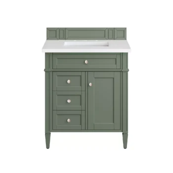 Brittany 30" Single Vanity, Smokey Celadon w/ 3 CM White Zeus Top - Image 2