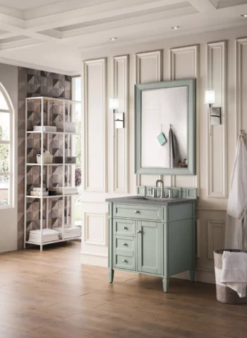 Brittany 30" Single Vanity, Sage Green, w/ 3 CM Grey Expo Quartz Top - Image 3