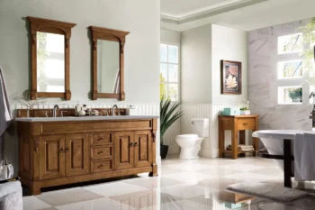 Brookfield 72" Double Vanity, Country Oak w/ 3 CM Eternal Serena Quartz Top - Image 3